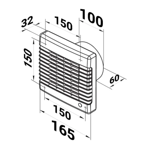 Badkamer ventilator vochtsensor/timer 100 mm Louvre