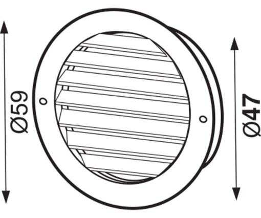 Ventilatierooster rond kunststof bruin 59×47 mm 4 stuks