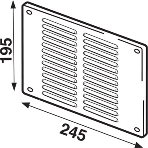 Schoepenrooster met vliegengaas aluminium wit 245×195 mm