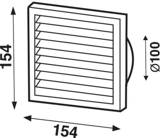 Ventilatierooster kunststof met vliegengaas wit 154×154 mm voor Ø100 mm