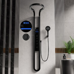 Multifunctionele Regendouche Aura mat zwart – thermostatisch digitaal LED – QMIX911
