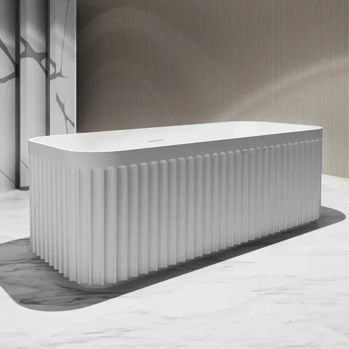 Vrijstaand bad met verticaal reliëf – mat wit 170 cm – Wahlbach