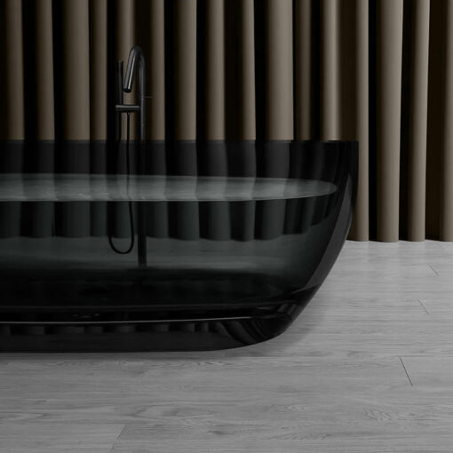 Vrijstaand bad met ovaal design – zwart transparant