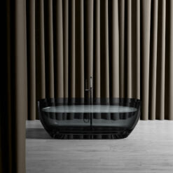 Vrijstaand bad met ovaal design – zwart transparant