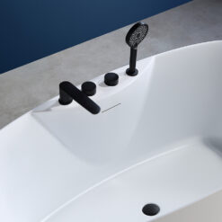 Badrandkraan set zwart douche mengkraan en afvoerplug QTX60Z