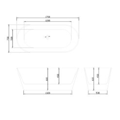 Yamila Vrijstaand bad 170 x 75 cm mat wit ovaal – Wahlbach