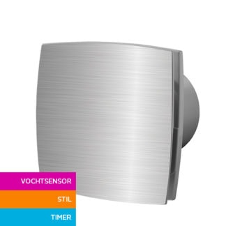 Badkamerventilator 100 mm Silent met timer en vochtsensor - aluminium