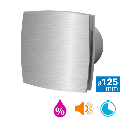 Badkamer ventilator vochtsensor/timer 125 mm aluminium Silent