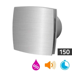 Badkamer ventilator vochtsensor/timer 150 mm aluminium Silent