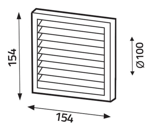 Ventilatierooster kunststof afsluitbaar 154×154 mm – met trekkoord