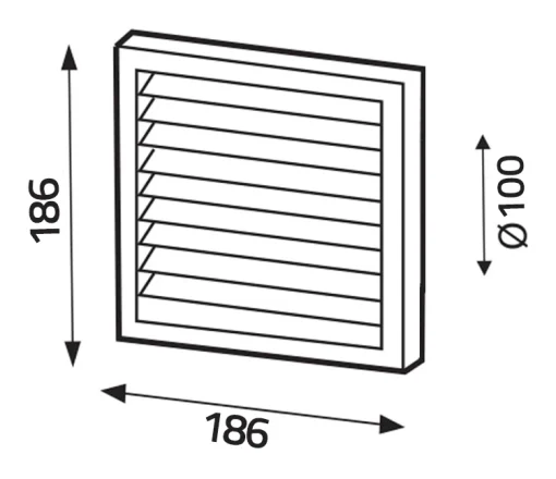 Ventilatierooster kunststof afsluitbaar 186×186 mm – met trekkoord