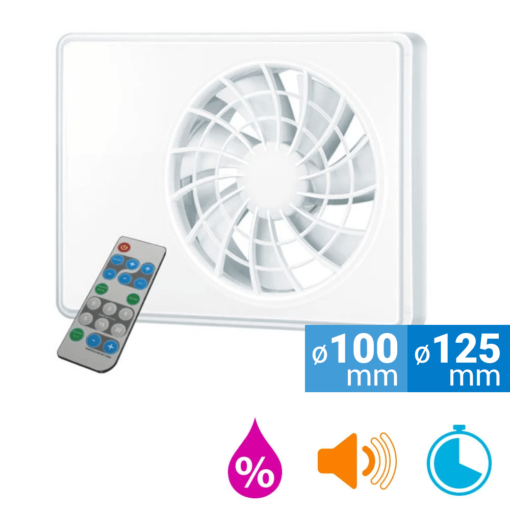 Badkamer ventilator iFAN met afstandsbediening 100 – 125 mm