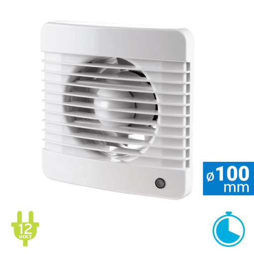Badkamer ventilator 12V – timer ø100 mm Basic