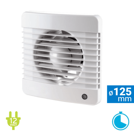 Badkamer ventilator 12V – timer 125 mm Basic