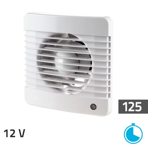 Badkamer ventilator 12V – timer 125 mm Basic