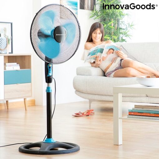 Statiefventilator InnovaGoods – 40 cm – Zwart/Blauw
