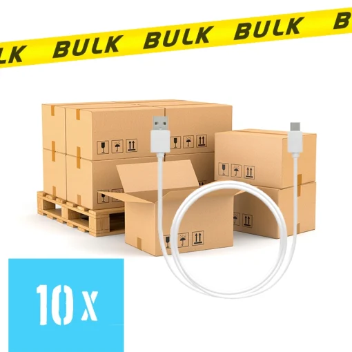 BULK 10x USB2.0 Mini-B oplaadkabel wit