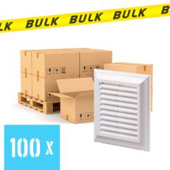 BULK 100x Rooster kunststof met vliegengaas wit 185×185 mm