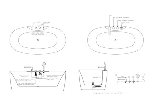 Badrandkraan set zwart douche mengkraan en afvoerplug QTX60Z